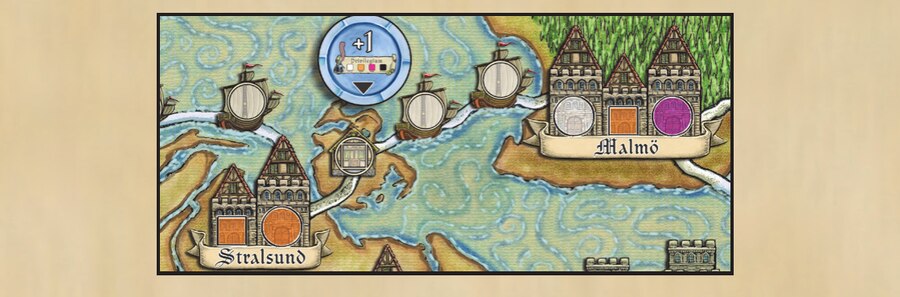 Example of a maritime trade route between Stralsund and Malmö